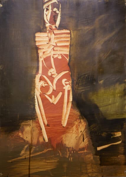 Abstract painting of corpse and bones