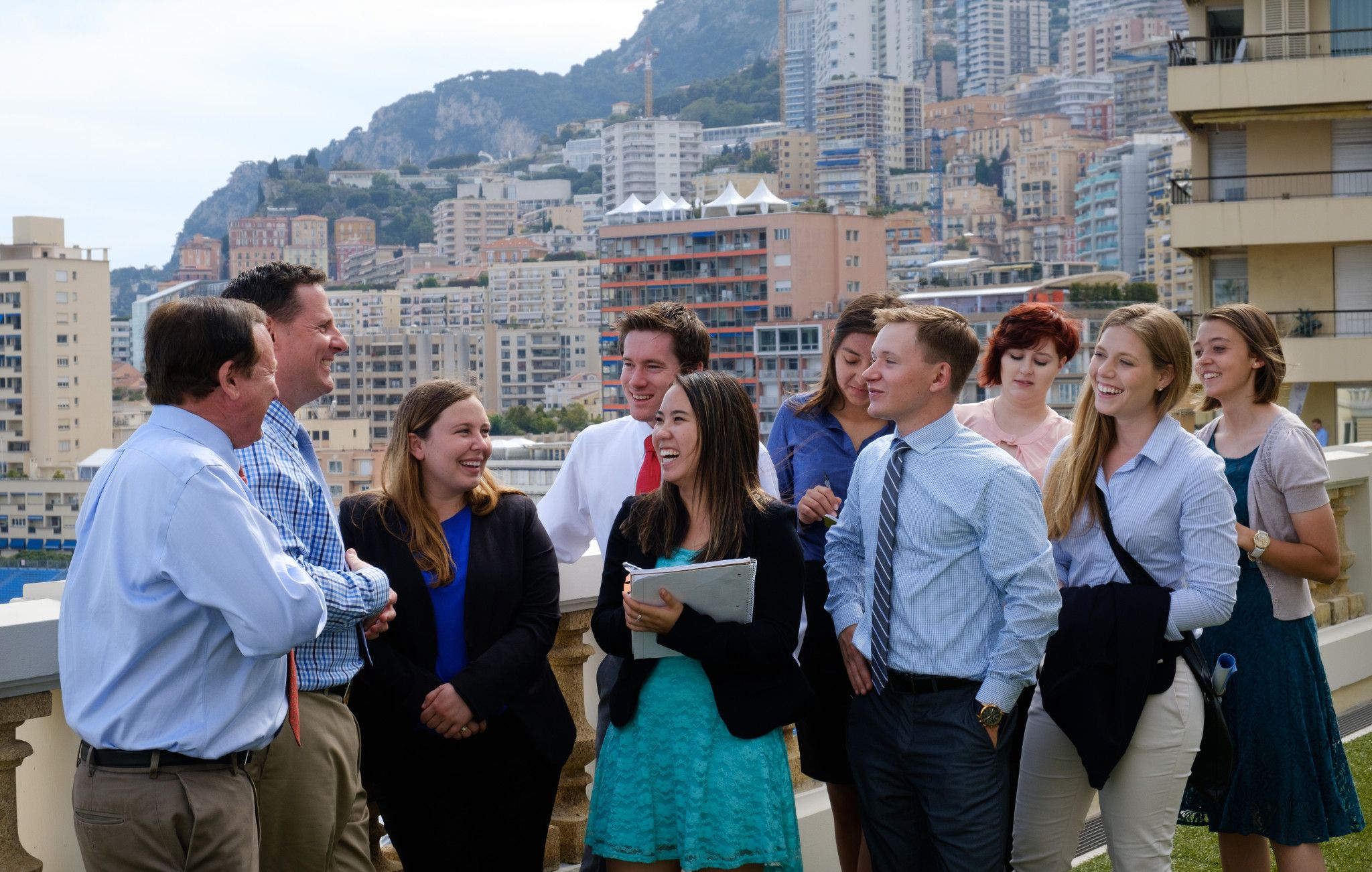 Large group of F C B students studying abroad in Monaco