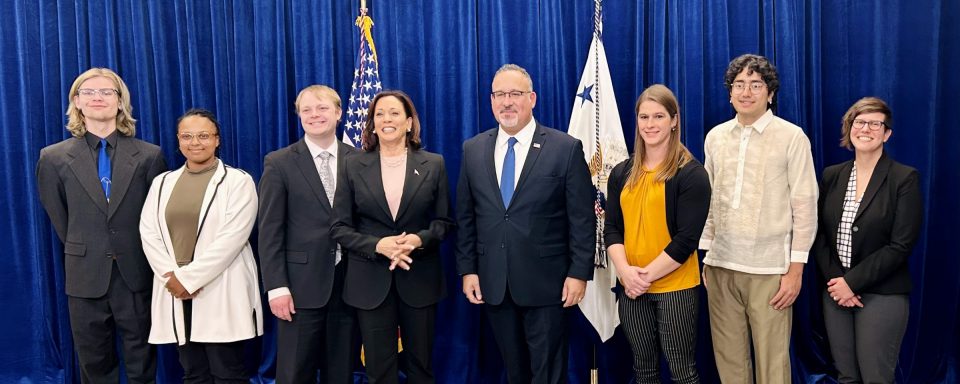 Vice President Harris, Education Secretary Cardona with NAU Astronomy students.