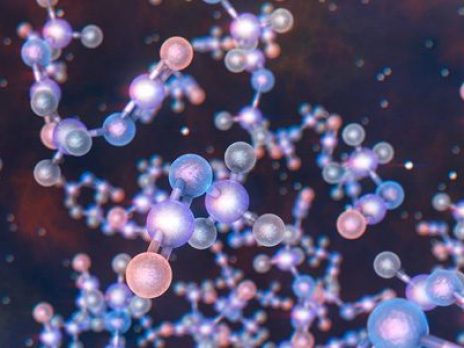 Decorative image: Organic molecules floating in space