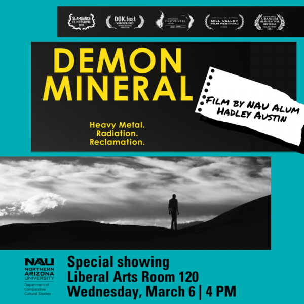 The image shows a barren desert landscape against a turquoise background. The long description repeats the text on the image. 