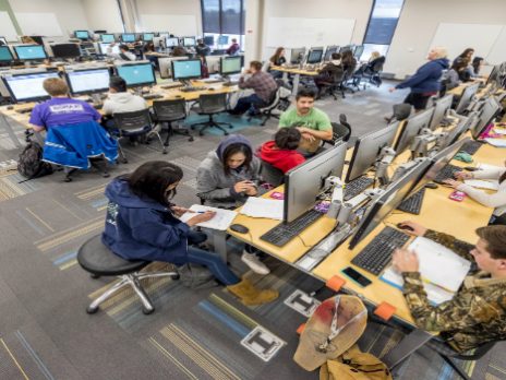 students working in a computer lab