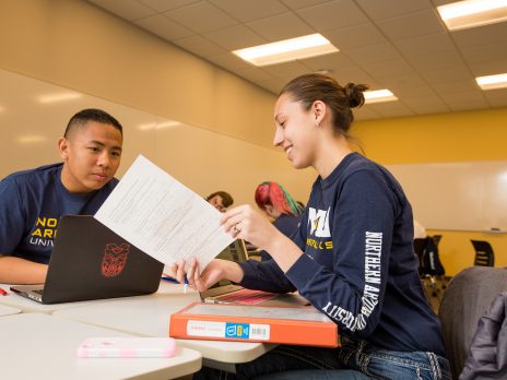 photo of students studying math in class together at NAU