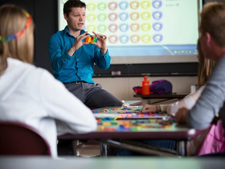 NAU teacher explaining math teaching tools