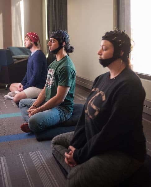 NAU students meditating during EEG monitoring