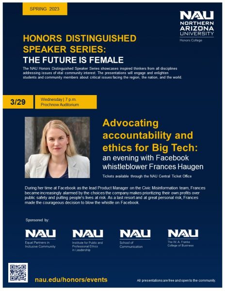 2023 Honors Distinguished Speaker Series: Advocating accountability and ethics for Big Tech: An evening with Facebook whistleblower Frances Haugen,