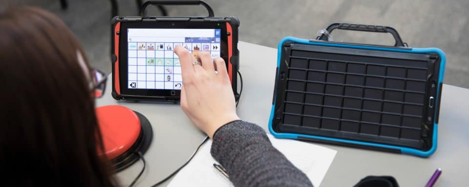 Students demonstrate and test assistive technology products