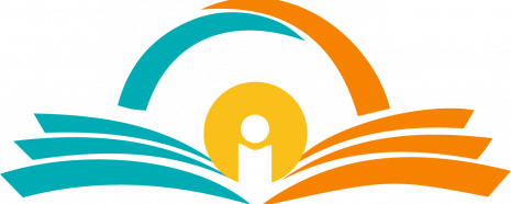 The SIP-C logo consists of an icon shaped like the letter i and also a person stading in the middle fold of an open book with fanned out pages. There are two separate arcs coming from the left and the right that enclose the icon on the book.