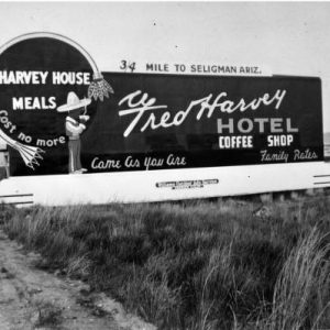 Billboard Advertising the El Navajo, Fred Harvey Hotel, Gallup, New Mexico