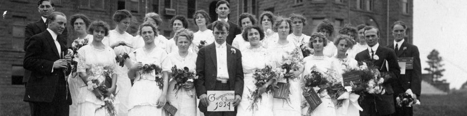 Graduating class of 1914 outside of Old Main, Northern Arizona Normal School