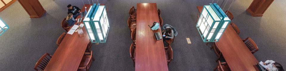 Cline library view from 2nd floor on campus at NAU in Flagstaff