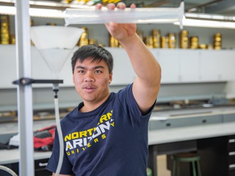 Student working in the environmental engineering Laboratory.