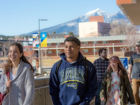photo of nau students walking around campus