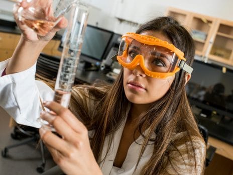 nau graduate college student works on experiment in the science lab