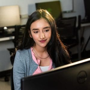 Mia Orneals working on research project