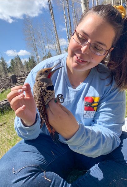 Mariah Letowt holding a bird
