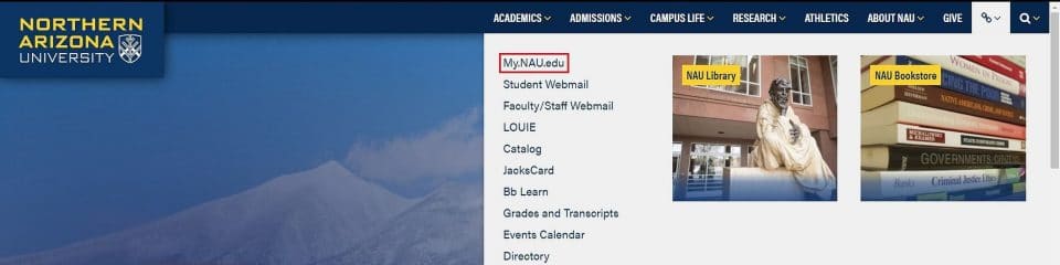 Go to MyNAU from the NAU homepage