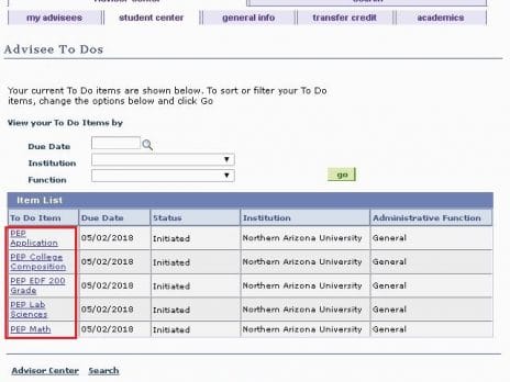 Go to your To Do Item List in LOUIE