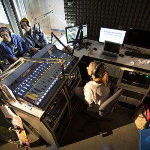 Communication students doing a radio show.