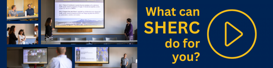 A link to a video titled "What can SHERC do for you?" with a collage of images from the event. Clicking this link leads to the recording of this event.