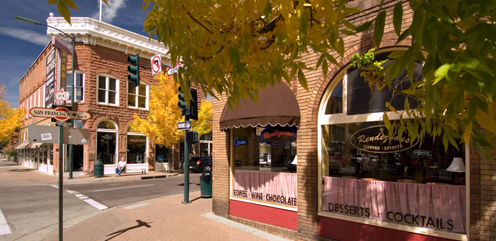 Fall colors at the corner of San Francisco &amp; Aspen in downtown Flagstaff