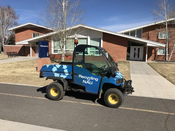 mini recycling truck on campus