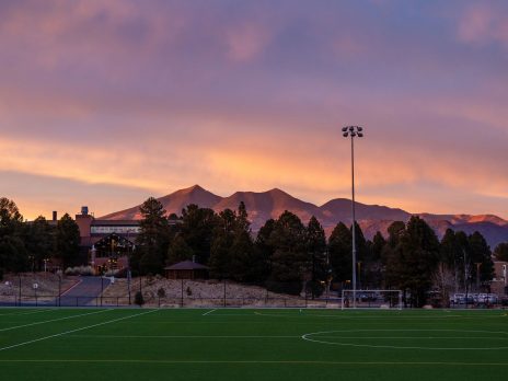 Athletic fields at sunset