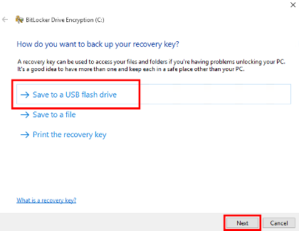 Windows 10 - BitLocker Save to USB