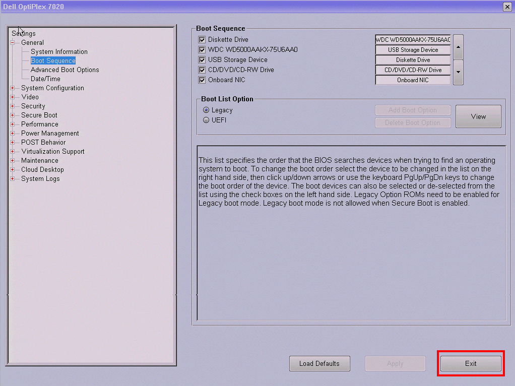 Windows 8 - Boot Sequence Exit