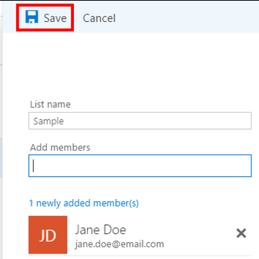 OWA 2016 - Contacts - Contact List - Save