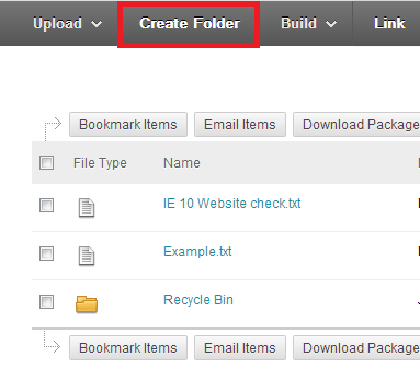 BBLearn - Creating Folders - Create