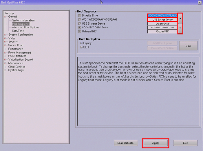 Windows 7 - Dell BIOS Boot Sequence