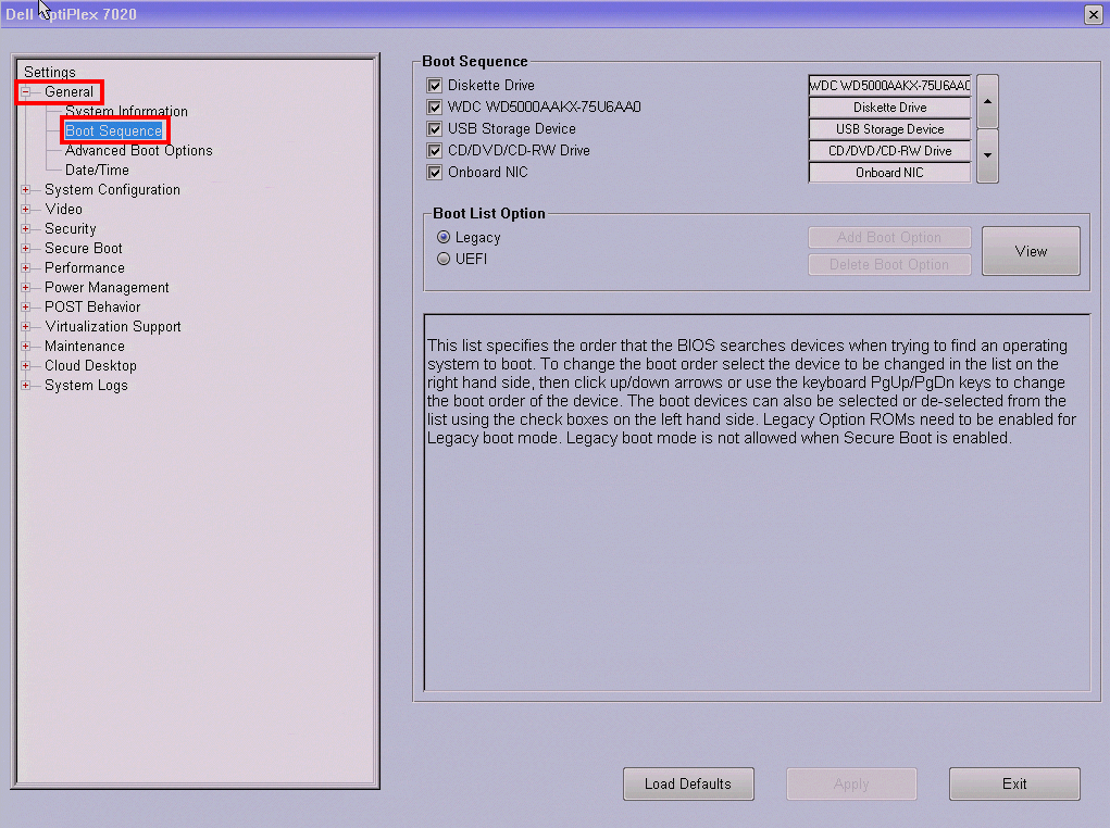 Windows 8 - Dell BIOS General