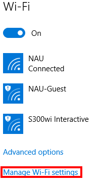 Windows 10 - Manage Wi-Fi Settings