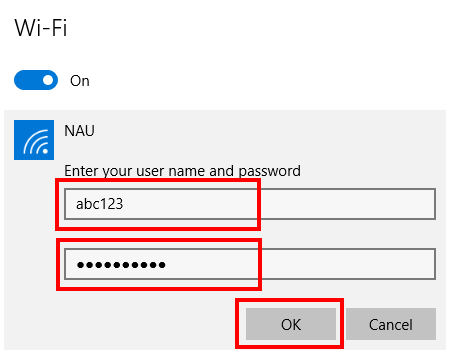 Windows 10 - NAU WiFi Credentials
