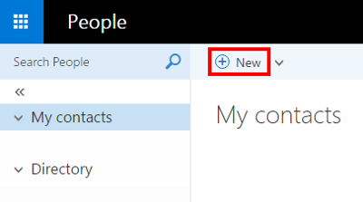 OWA 2016 - Contacts - New Contact - New