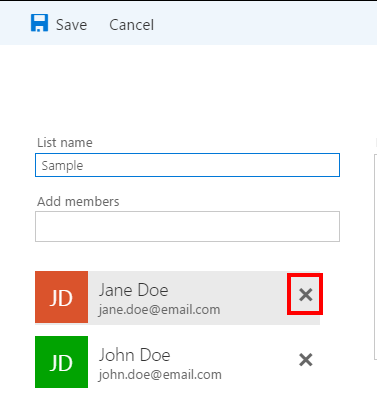 OWA 2016 - Contacts - Remove Members - Remove