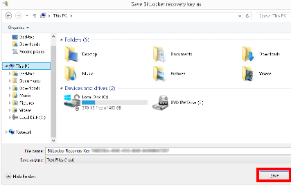 Windows 8 - Save BitLocker