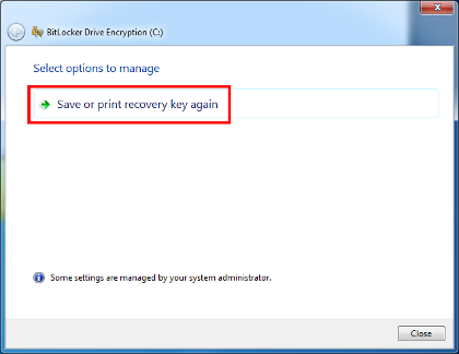 Windows 7 - Save or Print Recovery Key