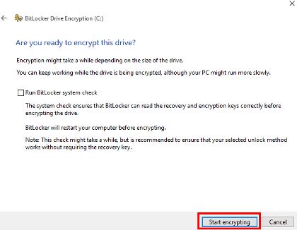 Windows 10 - Start Encrypting