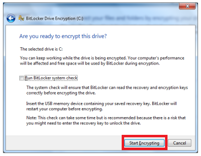 Windows 8 - Start Encryption
