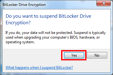 Windows 7 - Suspend BitLocker Drive Encryption