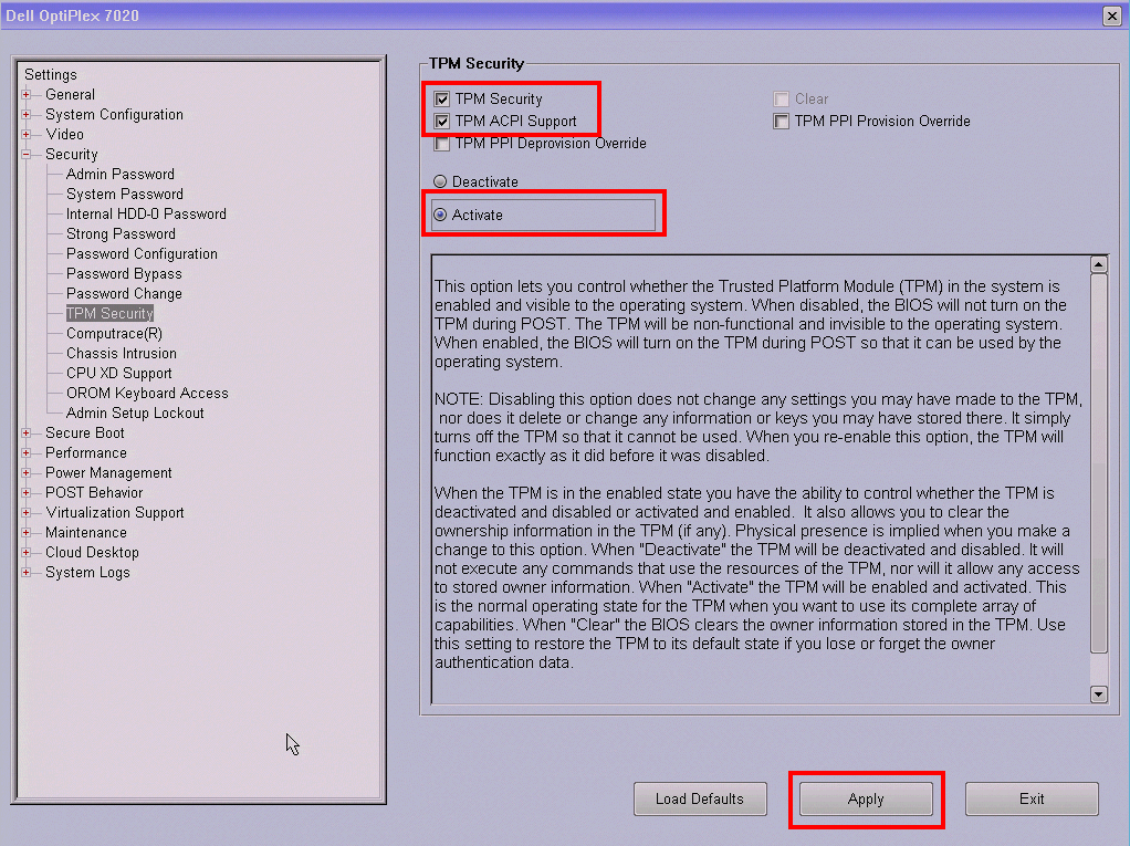 Windows 8 - TPM Security Activate