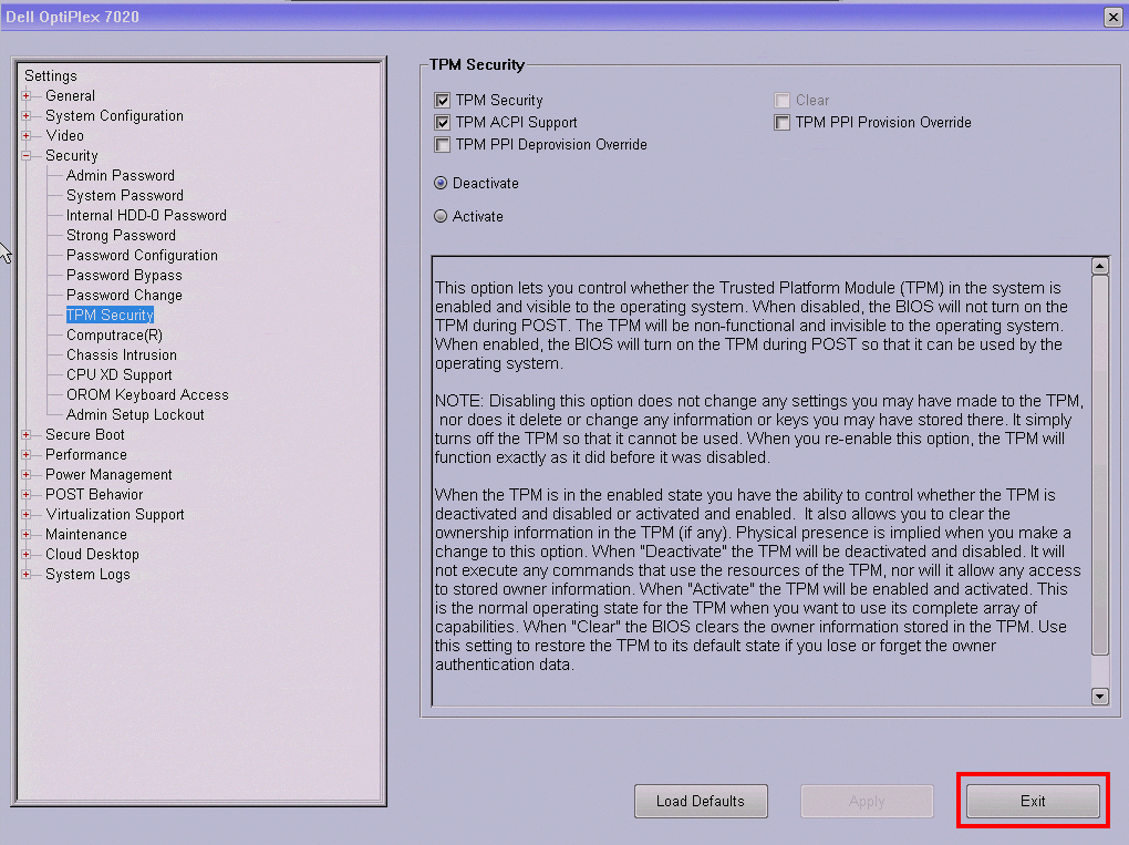 Windows 8 - TPM Security Exit