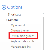 OWA 2016 - Distribution Groups - All Distribution Menu