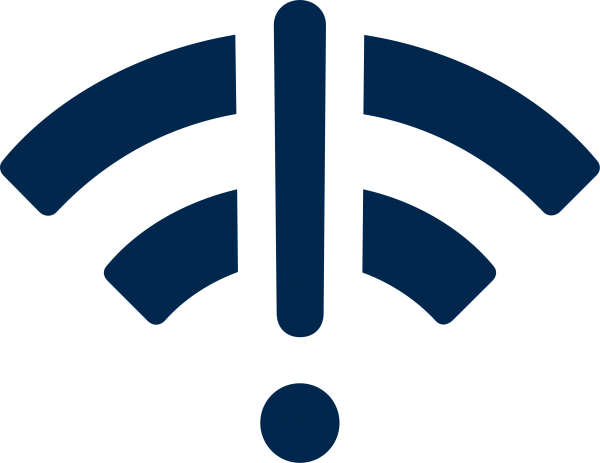 A Wi-Fi connectivity issue symbol.