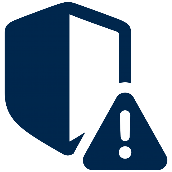 An icon of a shield with an exclaimation mark.