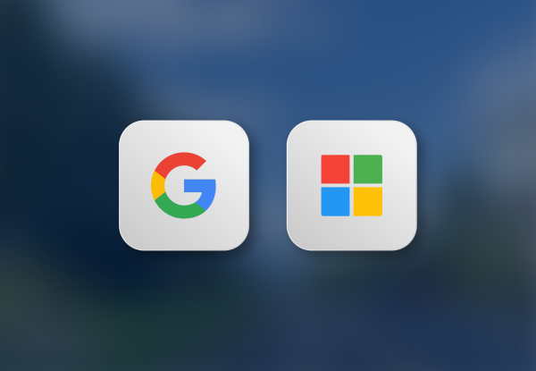 A banner showing the Google logo next to the Microsoft logo.