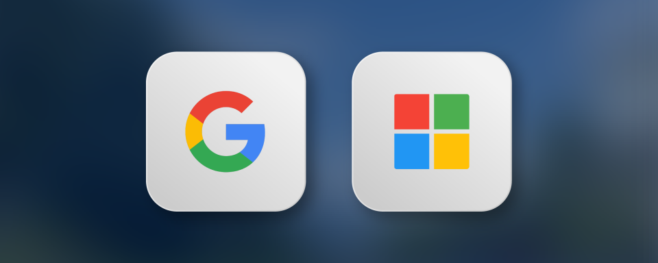 A banner showing the Google logo next to the Microsoft logo.