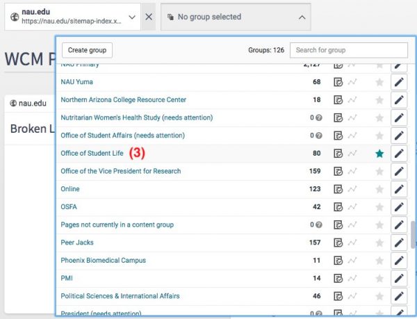 Login routine step (3) Select the group.